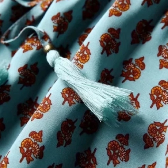 Teal & Orange Floral Ornate Bohemian Gyspy Button Front Tank Summer Casual Dress - Picture 9 of 9